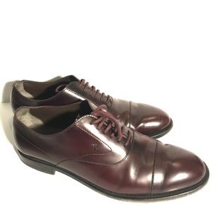 Used- Tods Men's Laced Shoes- Bordeaux, Size: 8.5